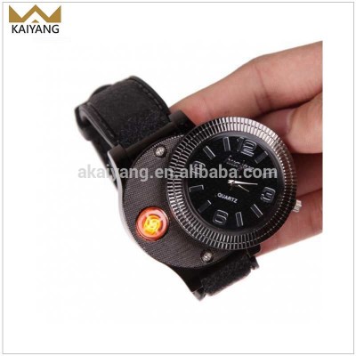 Metal usb rechargeable flameless cigarette watch lighter