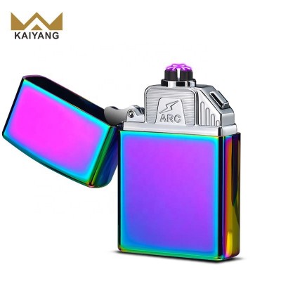 2019 Design Custom Display Logo Electronic USB Charger Dual Arc Lighter